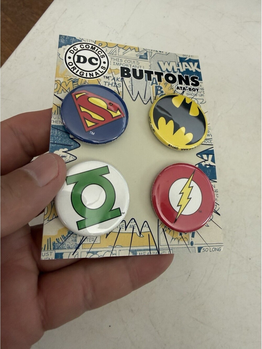 DC Comics Originals Green Lantern, Batman, Super-man Flash,Buttons By ATA-Boy